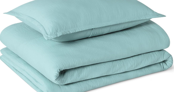 Amazon Basics Brushed Microfiber Comforter Set, Extra Soft with Natural Texture, 2-Piece, Twin/Twin XL, Blue